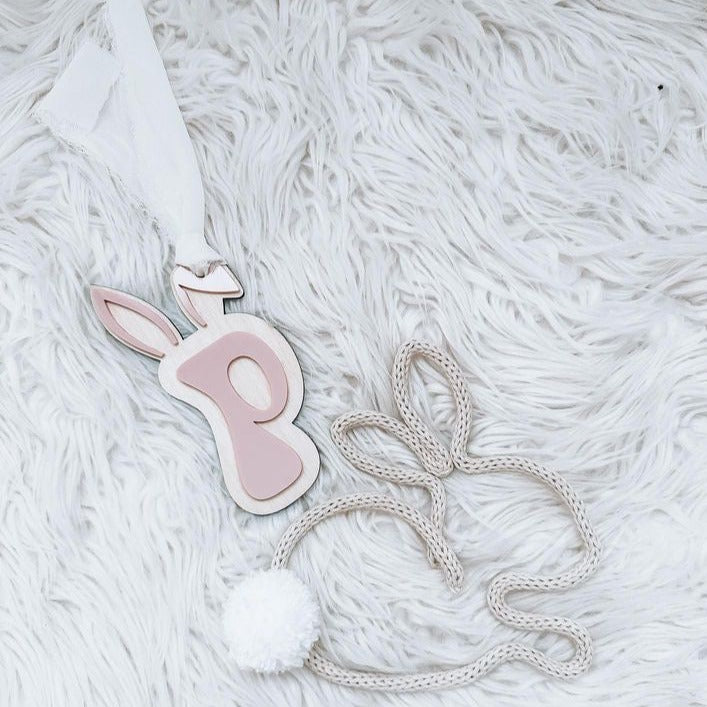 3D Initial Easter Tag & French Knitted Bunny - Collaboration Piece