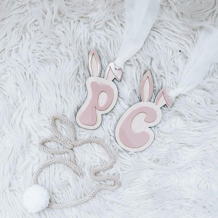 3D Initial Easter Tag & French Knitted Bunny - Collaboration Piece