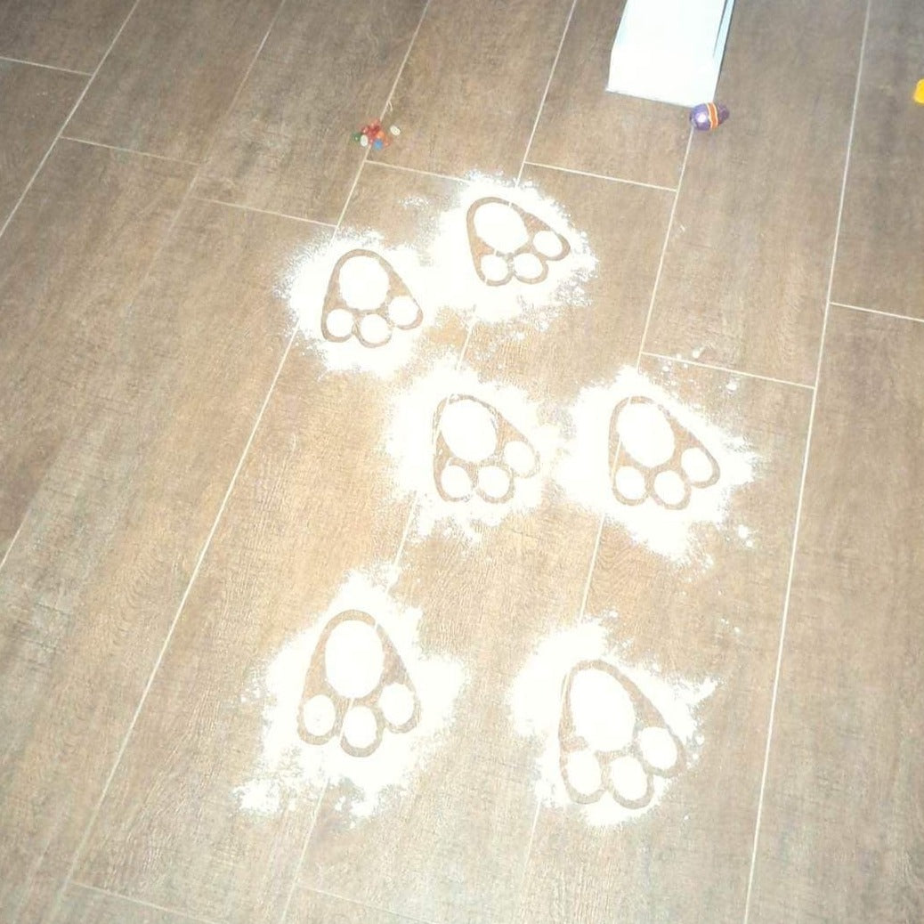 Bunny Footprint made with stencils