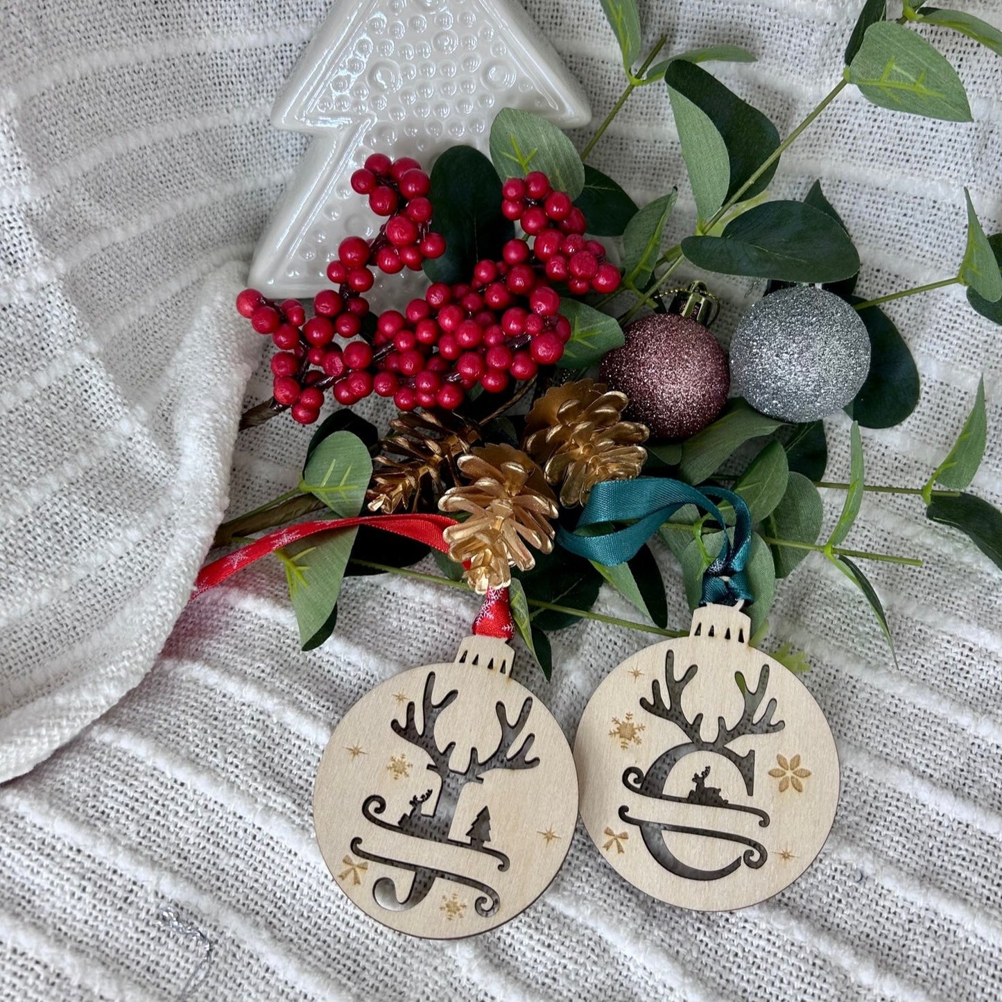 Initial Christmas Tree Ornament | Gift Tag