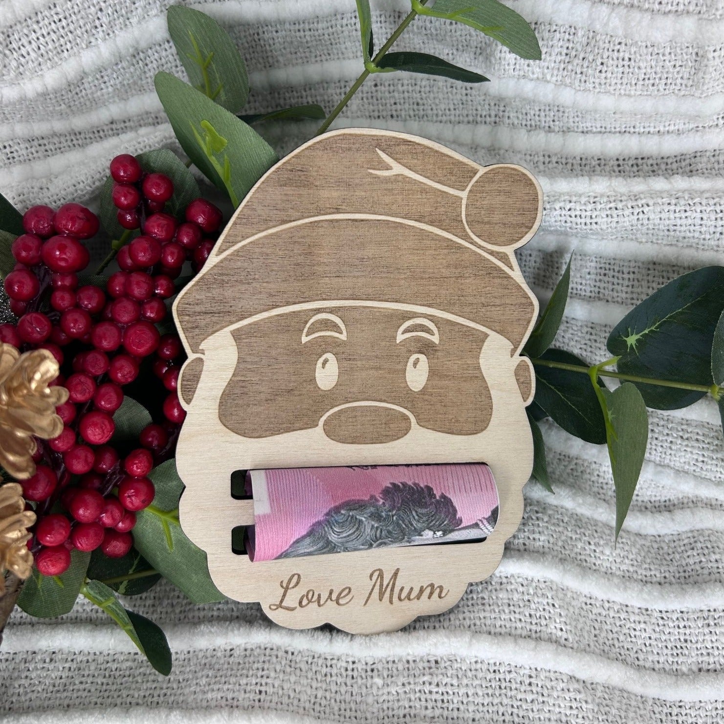 Santa Timber Money Holder