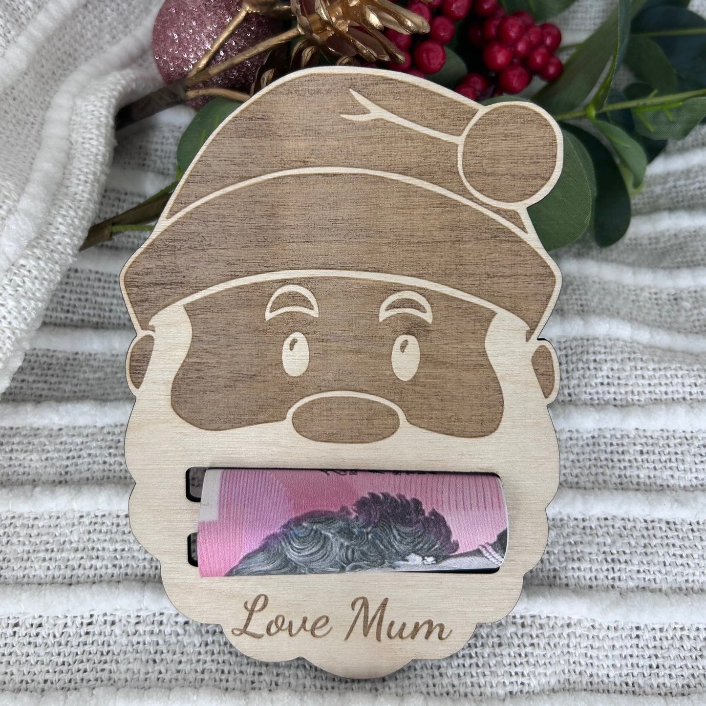Santa Timber Money Holder