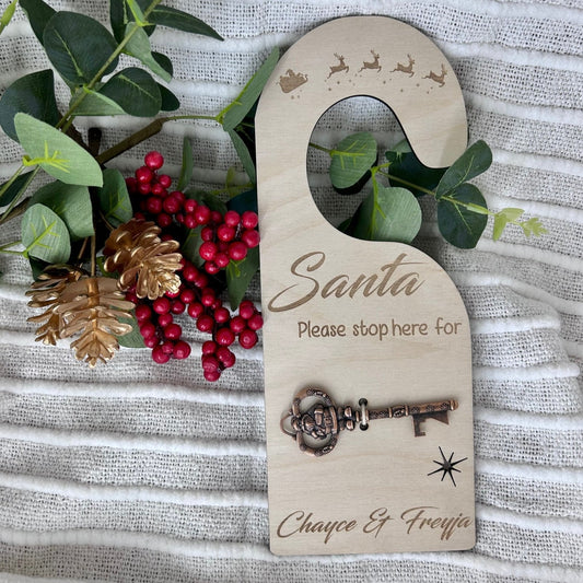 Santa Stop Here Door Hanger with Magical Key