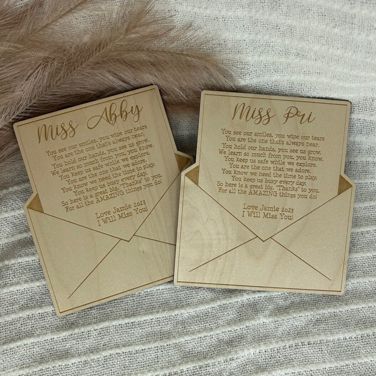 Educator Miss You Card | Timber | Personalised