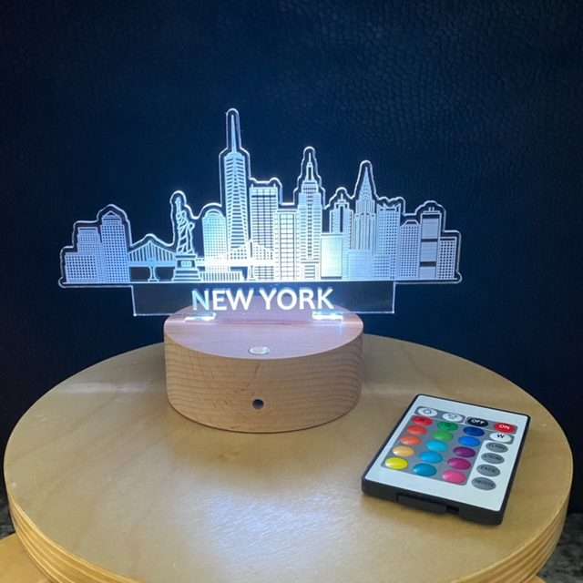 New York City Night Light with White Base