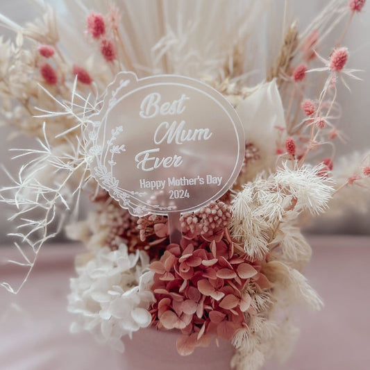 Frosted White Acrylic Mother's Day Plant Stake