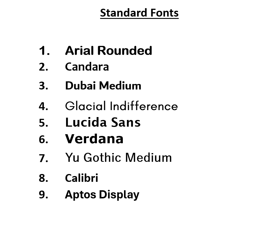 Standard Font Examples
