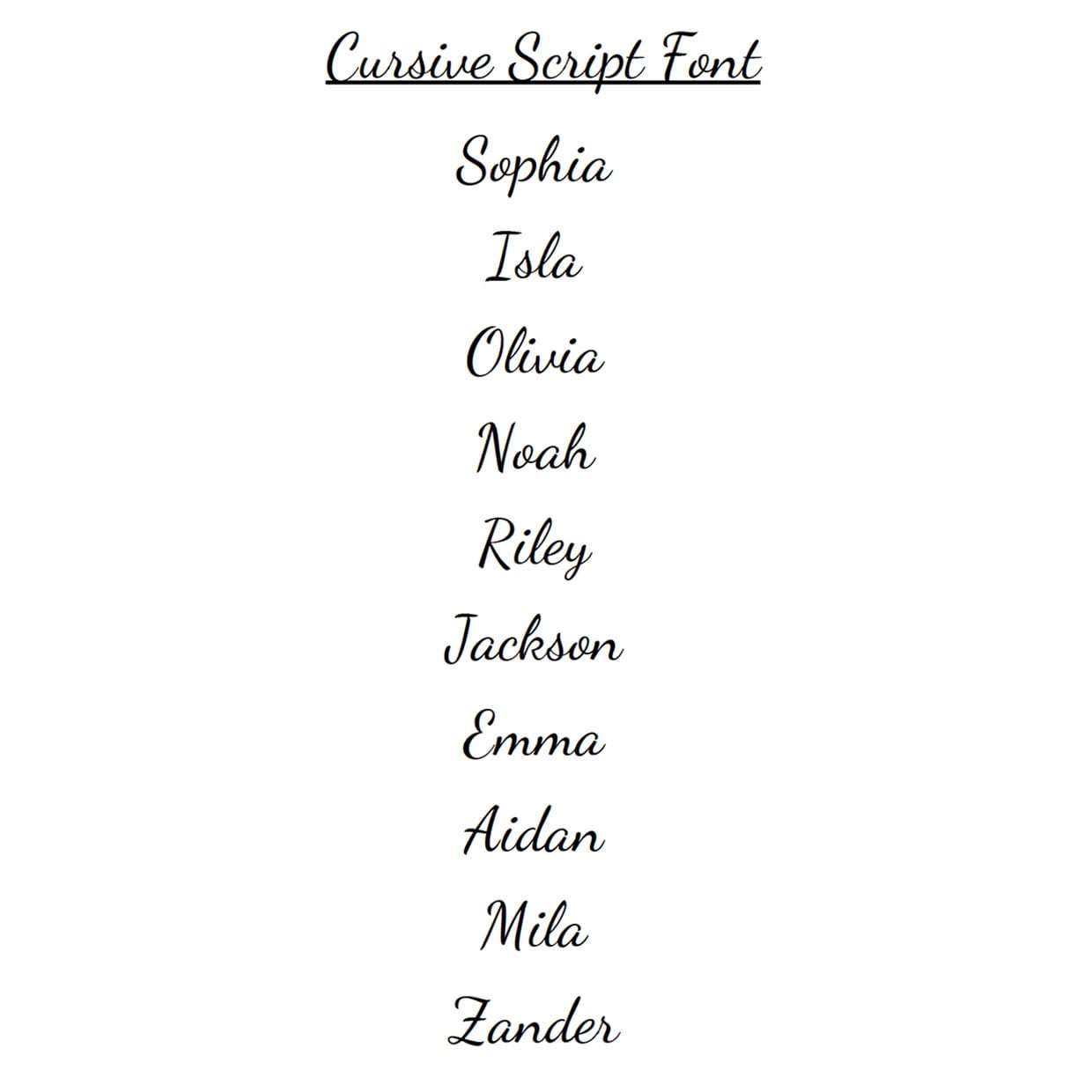 Cursive font examples