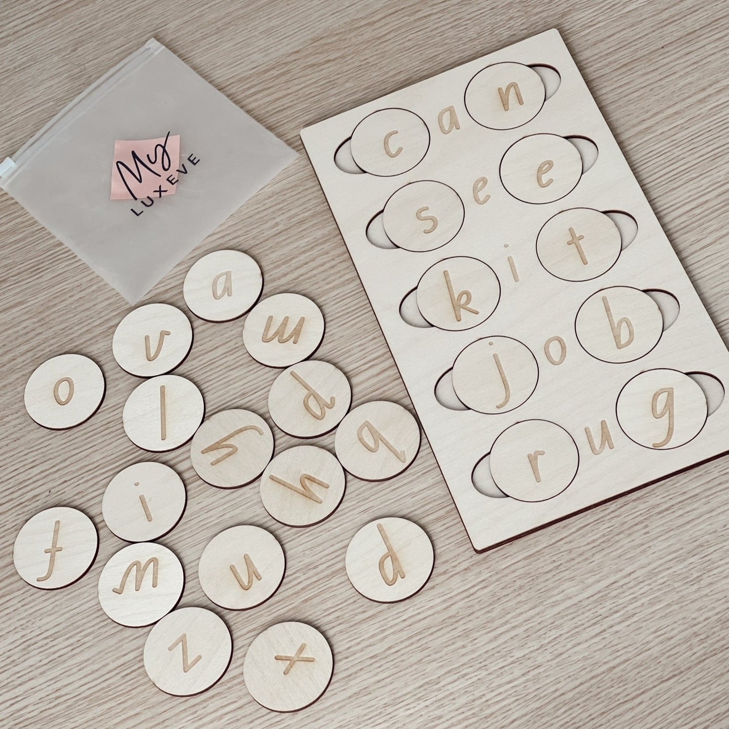 Timber CVC Board with Alphabet Discs