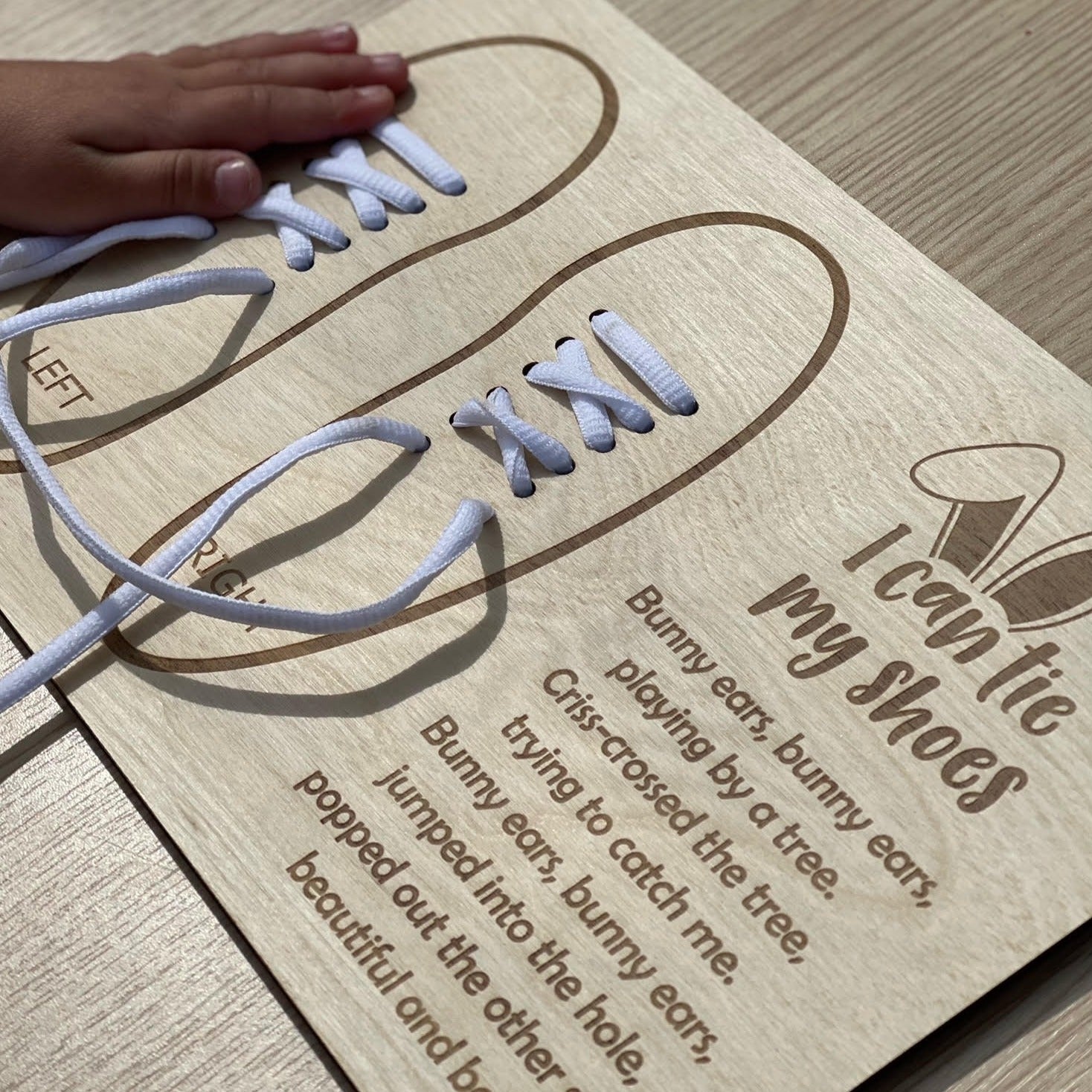thumbnail image 2 of Shoe Tie Practice For Kids 2-Pack Wooden Shoelace Practice Boards - Toddler Learning Toys For Fine Motor Skills Shoe Tying Training Board 2 of 10