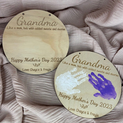 Grandmother Handprint Sign with Handprints and the other blank