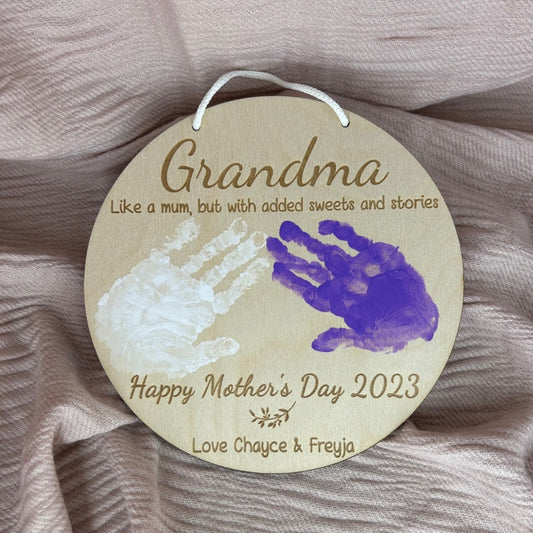 Grandmother Handprint Sign with Handprints