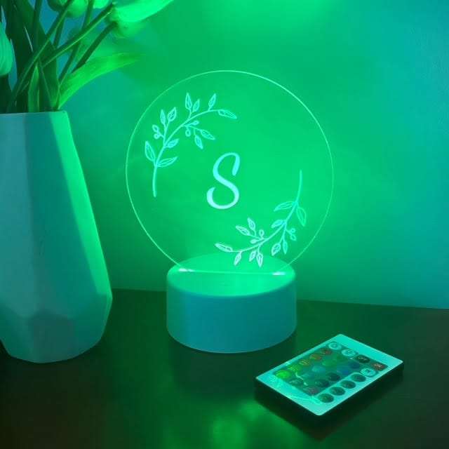 Leaf Wreath Night Light with White Base