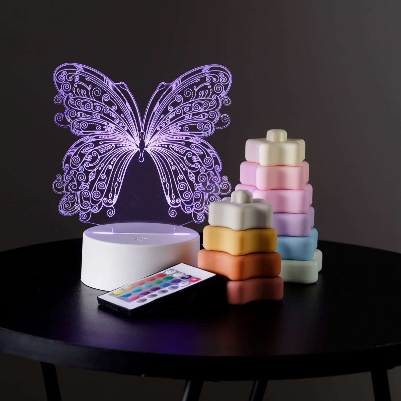 Detailed Butterfly Night Light White Base