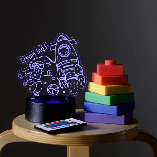 Dream Big Space Night Light with Black Base