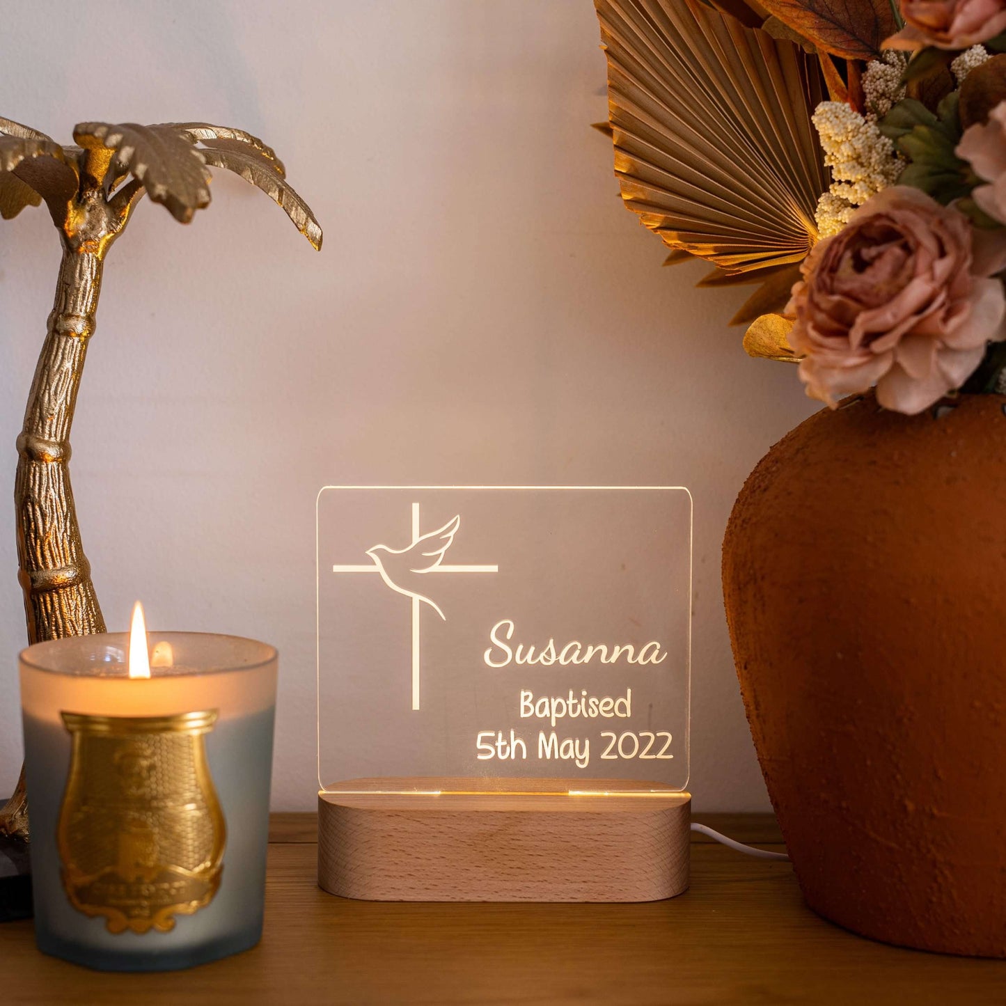 Baptism Night Light Dove Design