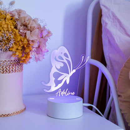 Butterfly Night Light - personalised in white base