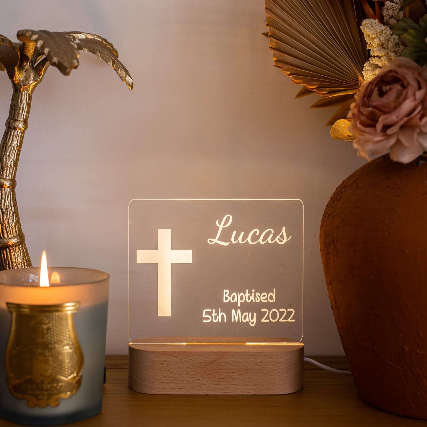Baptism Night Light Cross Design