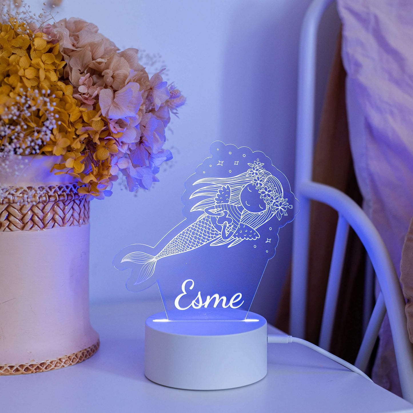Mermaid Night Light with White Base
