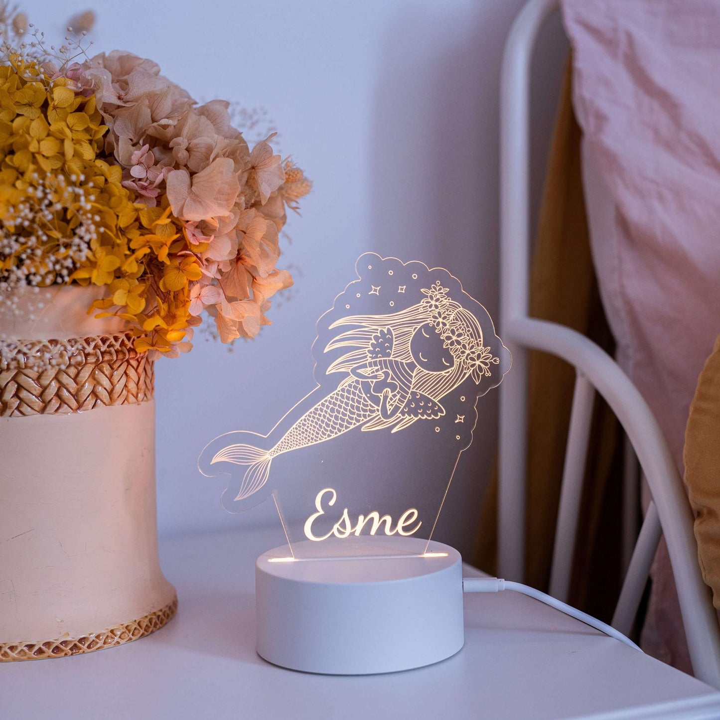 Mermaid Night Light with White Base