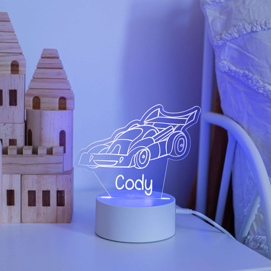 Race Car Night Light with White Base