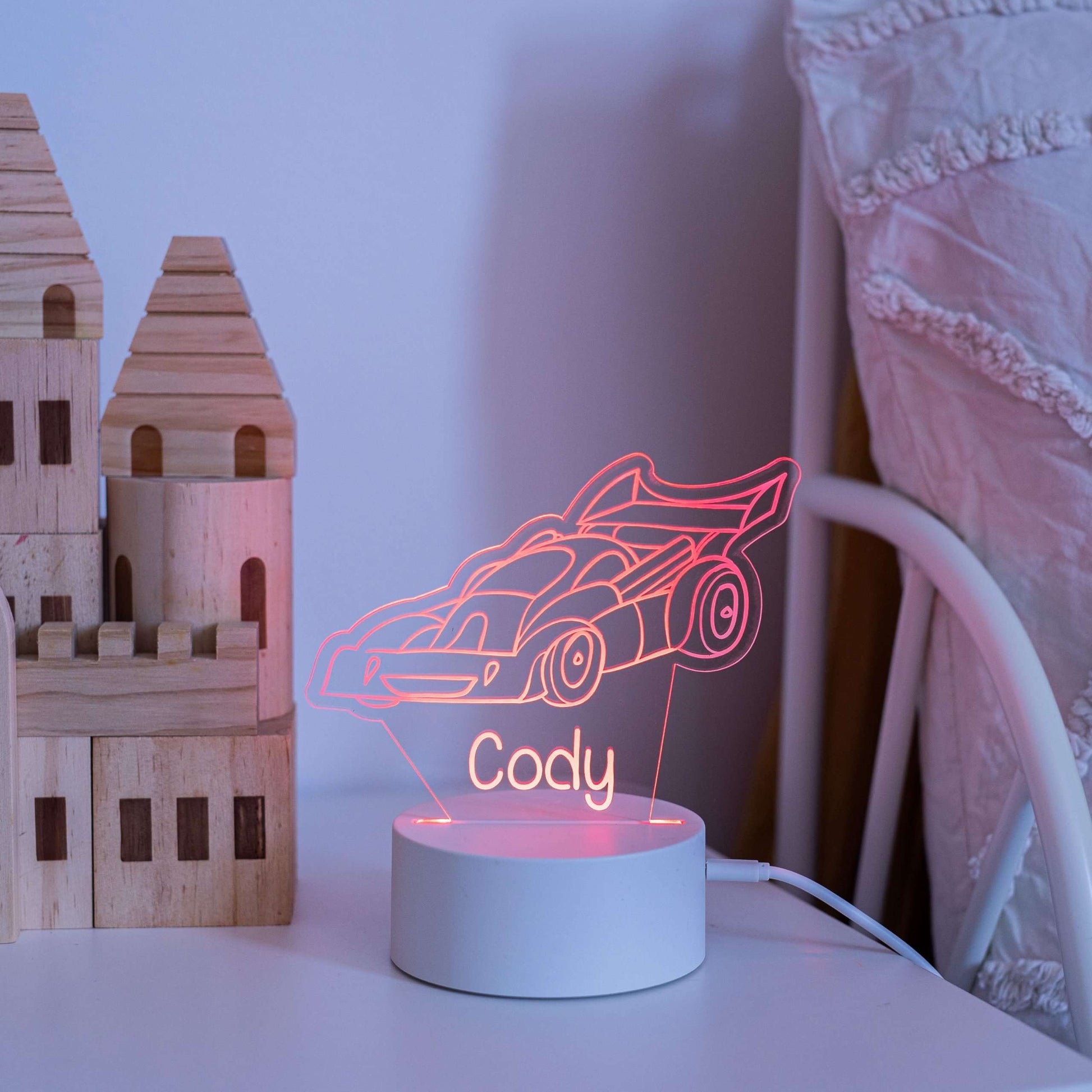Race Car Night Light with White Base