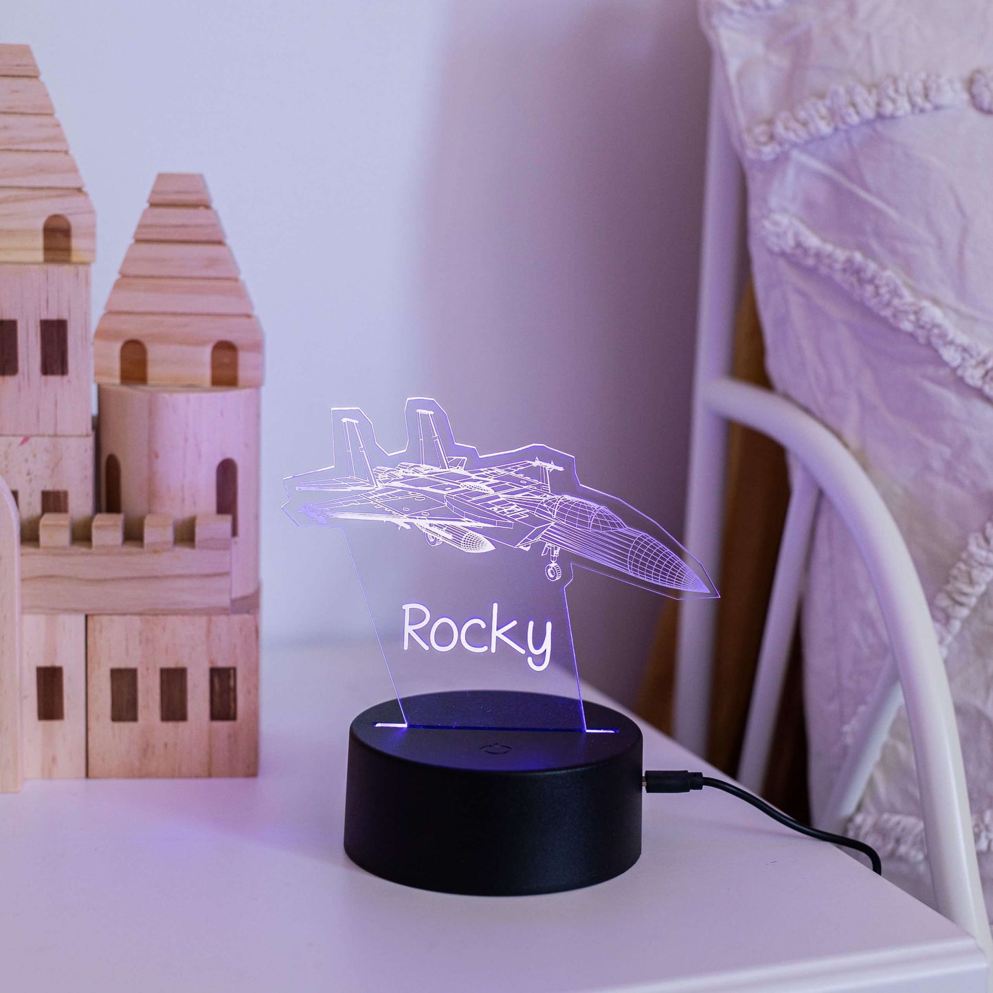 Jet Night Light with Black Base and Blue Light