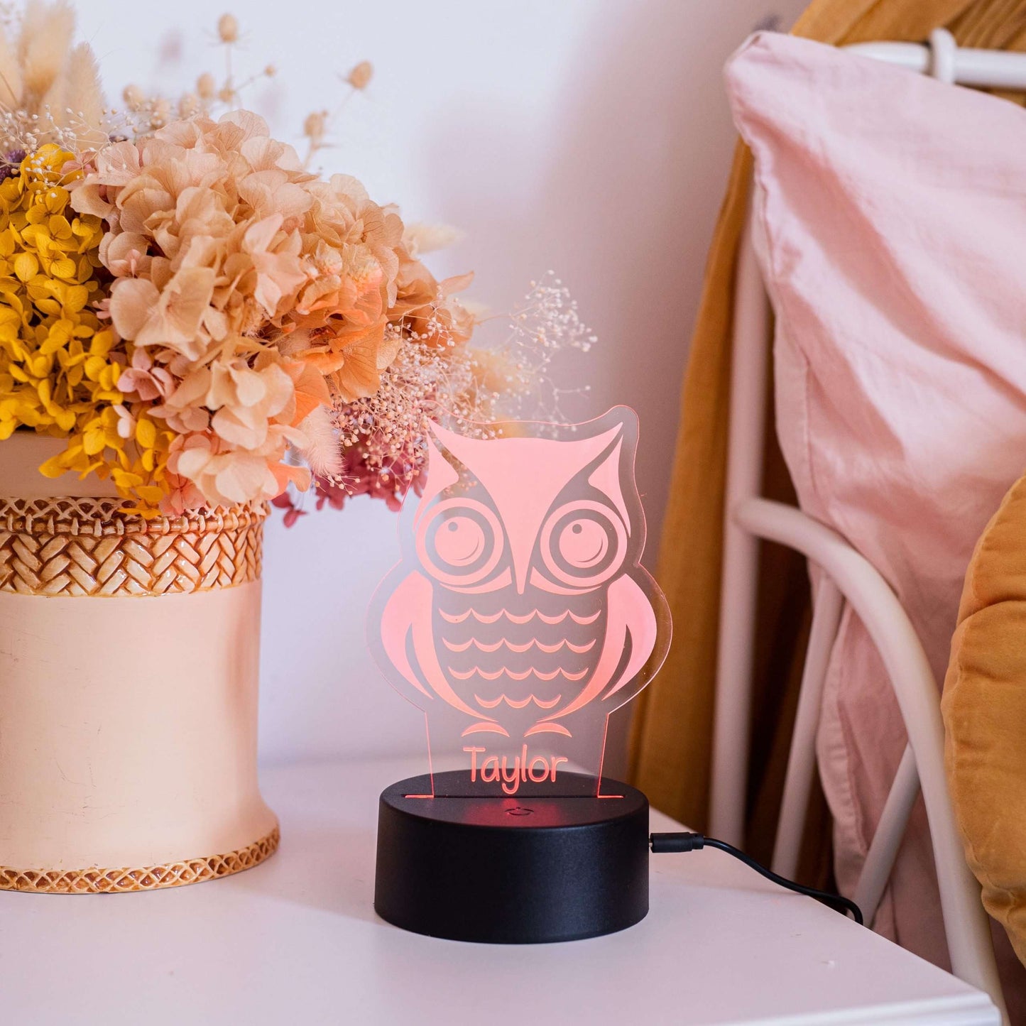 Owl Night Light with Black Base