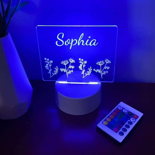 Floral Night Light with White Base