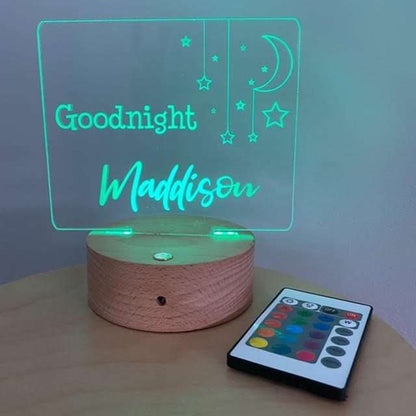 Good Night Night Light with Wooden Base