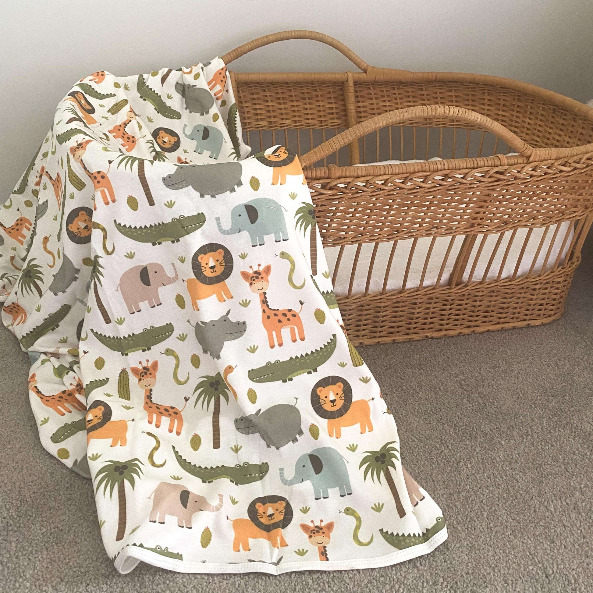 Baby Swaddle + Beanie + Bag Set - Safari