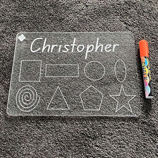 First Name Shapes Learning Tracing Board with Chalk Marker