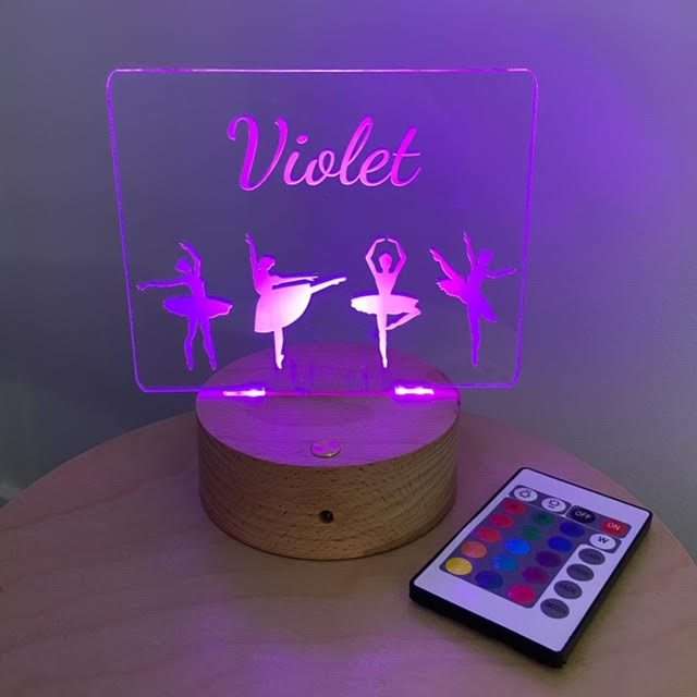 Ballet Dancers Night Light Wooden Base