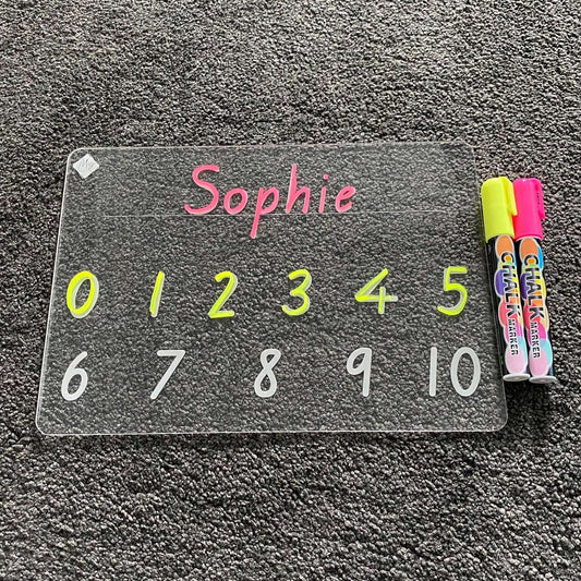 First Name Numbers Learning Tracing Board plus Chalk Markers