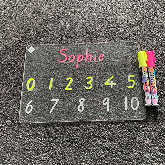First Name Numbers Learning Tracing Board plus Chalk Markers