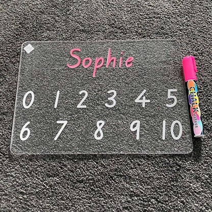 First Name Numbers Learning Tracing Board plus Chalk Markers