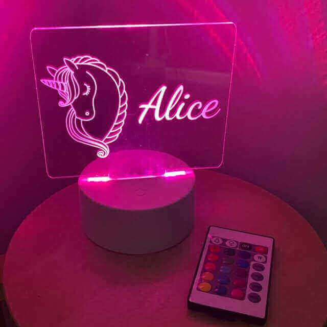 Sleeping Unicorn Night Light with White Base