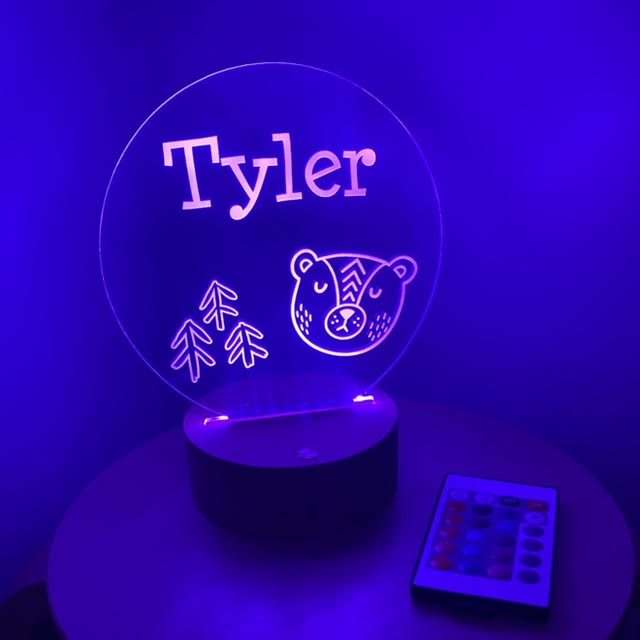 Night light - Woodland wooden base