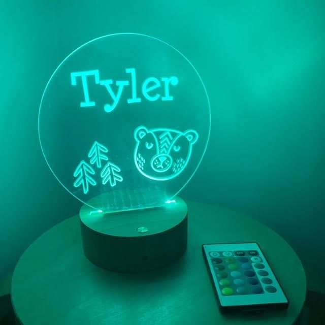 Night light - Woodland wooden base