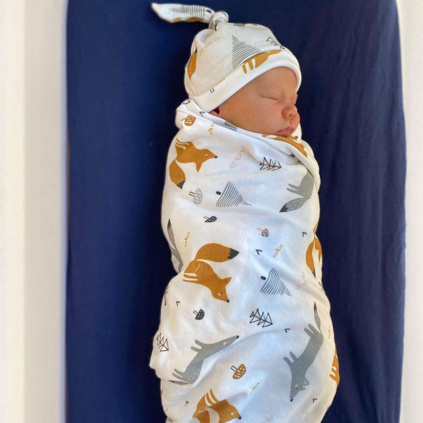 Baby Swaddle + Beanie + Bag Set - Woodland