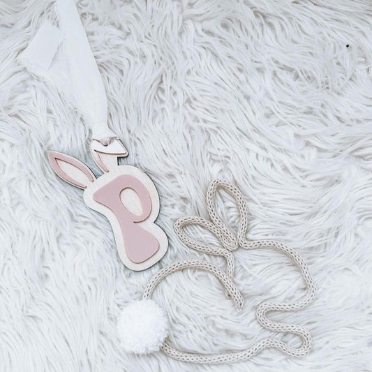 3D Initial Easter Tag & French Knitted Bunny - Collaboration Piece