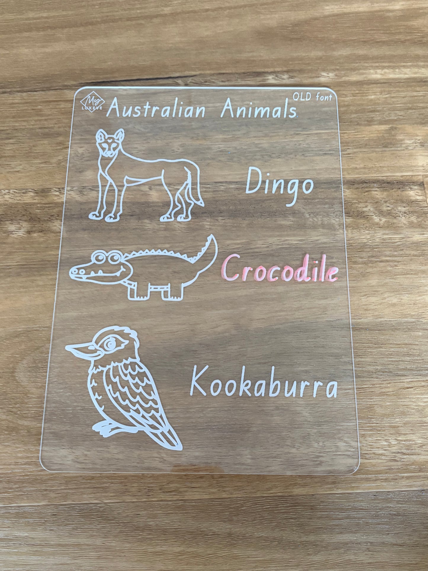 Australian Animals (Dingo, Crocodile, Kookaburra) Tracing Board