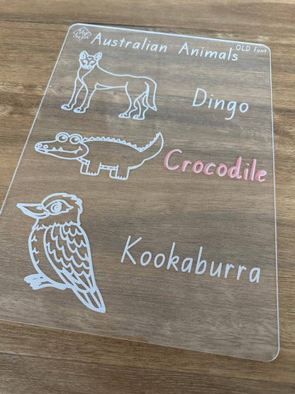 Australian Animals (Dingo, Crocodile, Kookaburra) Tracing Board