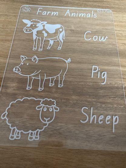 Farm Animals (Cow, Pig, Sheep) Tracing Board