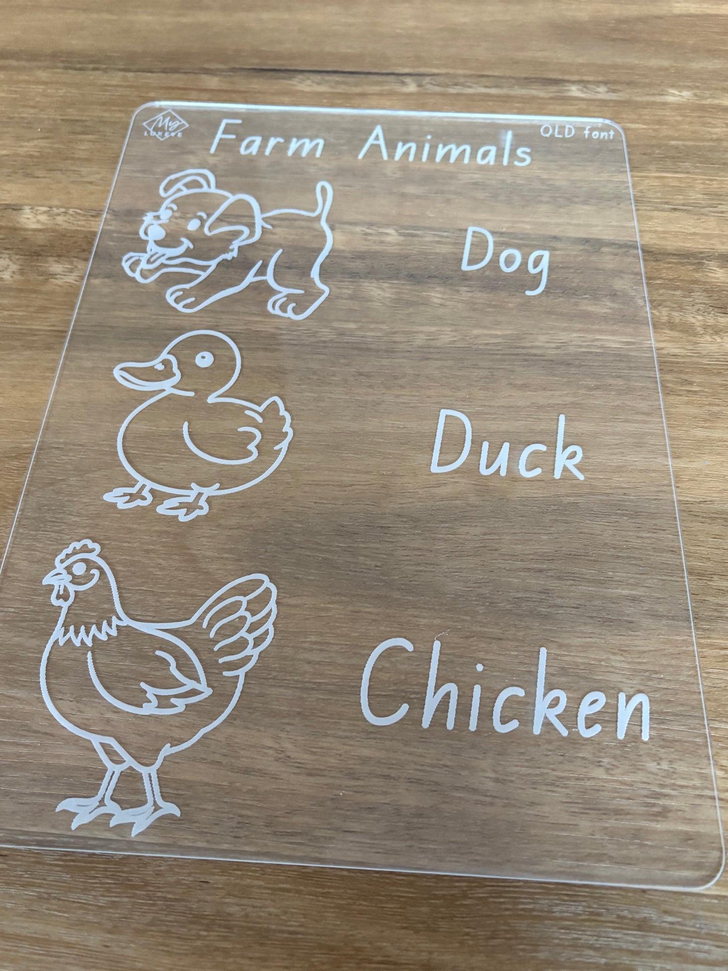Farm Animals (Dog, Duck, Chicken) Tracing Board