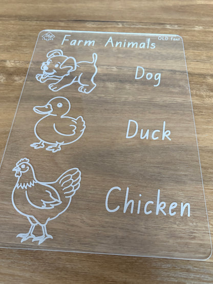 Farm Animals (Dog, Duck, Chicken) Tracing Board