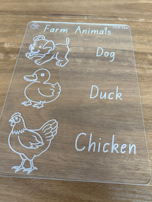Farm Animals (Dog, Duck, Chicken) Tracing Board