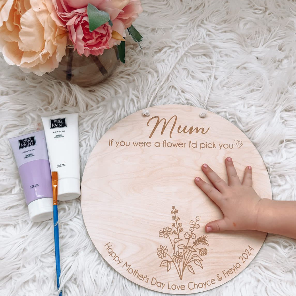Flower Handprint Sign | Gift for Mum