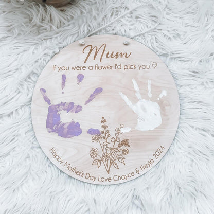 Flower Handprint Sign | Gift for Her
