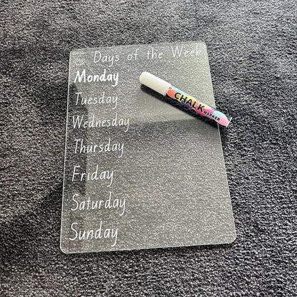 Days of the Week Learning Tracing Board